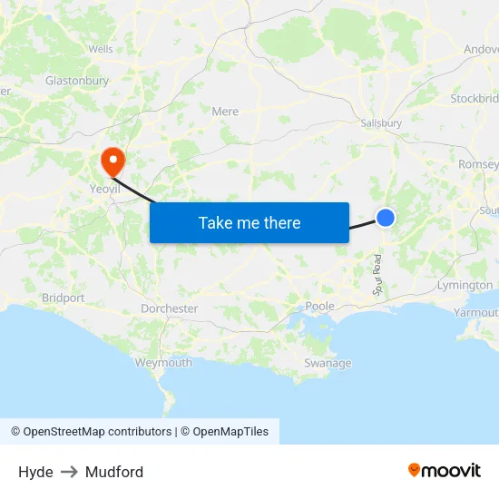 Hyde to Mudford map