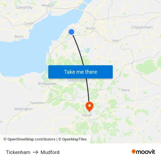 Tickenham to Mudford map