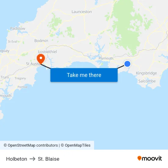 Holbeton to St. Blaise map