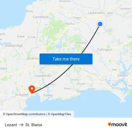 Lezant to St. Blaise map