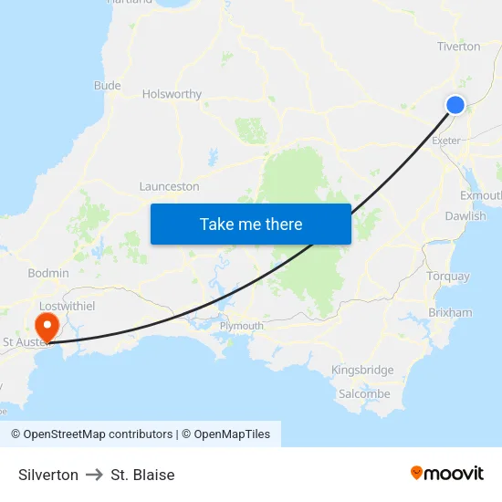 Silverton to St. Blaise map