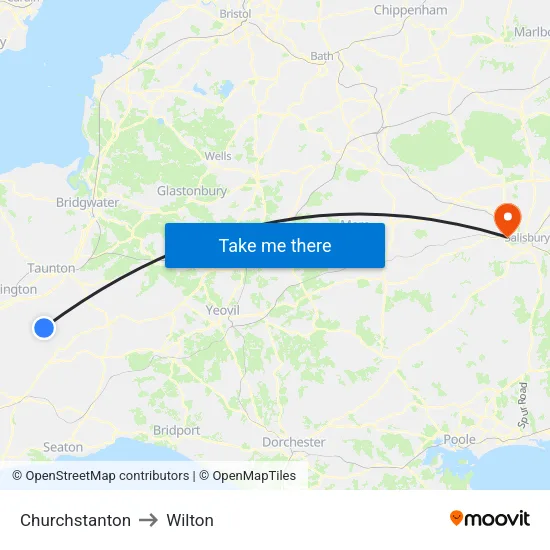 Churchstanton to Wilton map