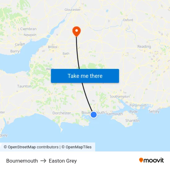 Bournemouth to Easton Grey map