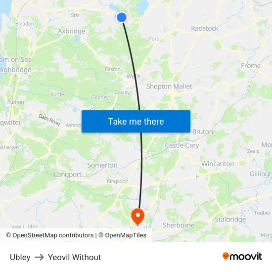Ubley to Yeovil Without map