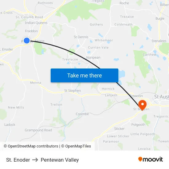 St. Enoder to Pentewan Valley map