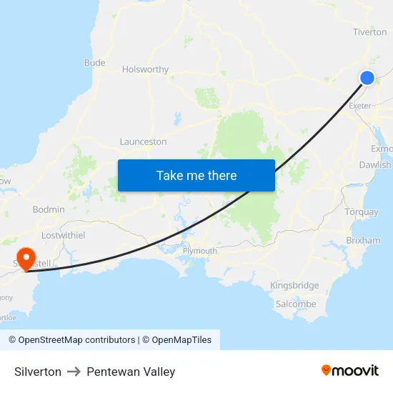 Silverton to Pentewan Valley map