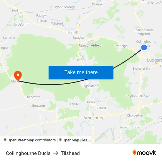 Collingbourne Ducis to Tilshead map