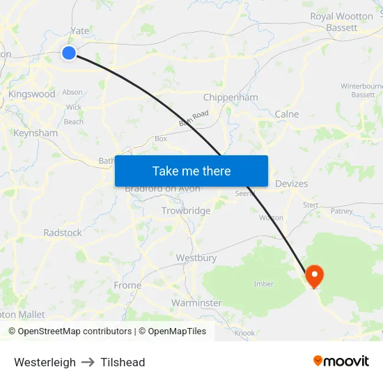 Westerleigh to Tilshead map