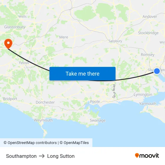 Southampton to Long Sutton map