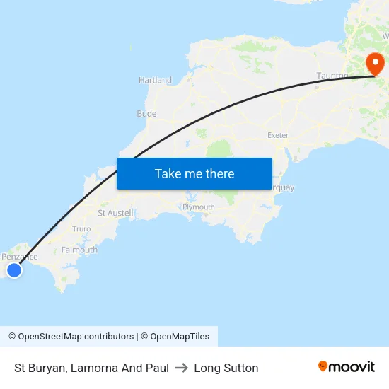 St Buryan, Lamorna And Paul to Long Sutton map