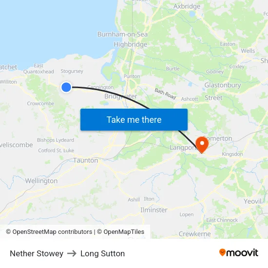 Nether Stowey to Long Sutton map