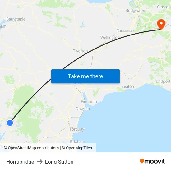 Horrabridge to Long Sutton map