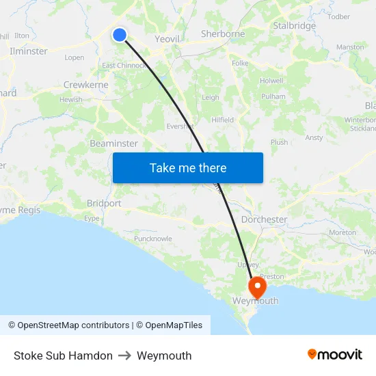 Stoke Sub Hamdon to Weymouth map