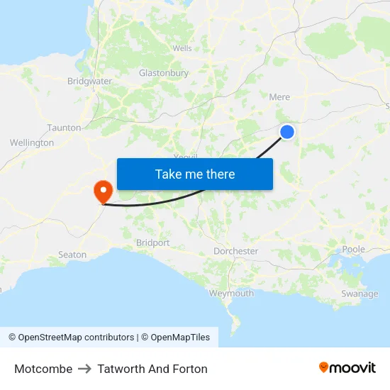 Motcombe to Tatworth And Forton map