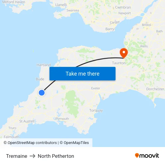 Tremaine to North Petherton map