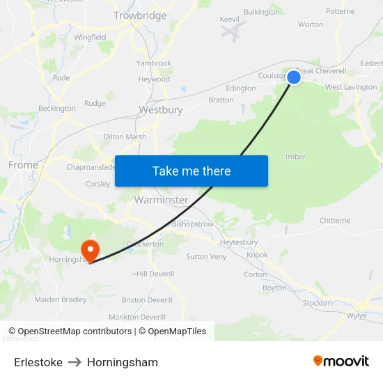 Erlestoke to Horningsham map