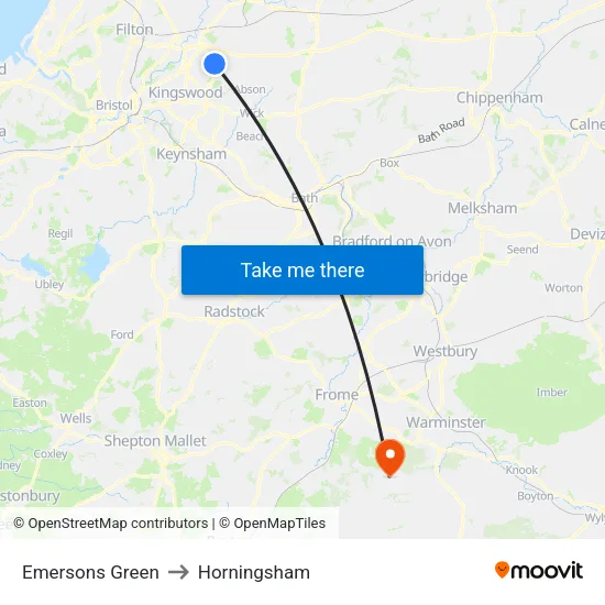 Emersons Green to Horningsham map