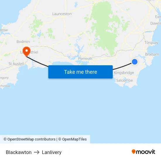 Blackawton to Lanlivery map