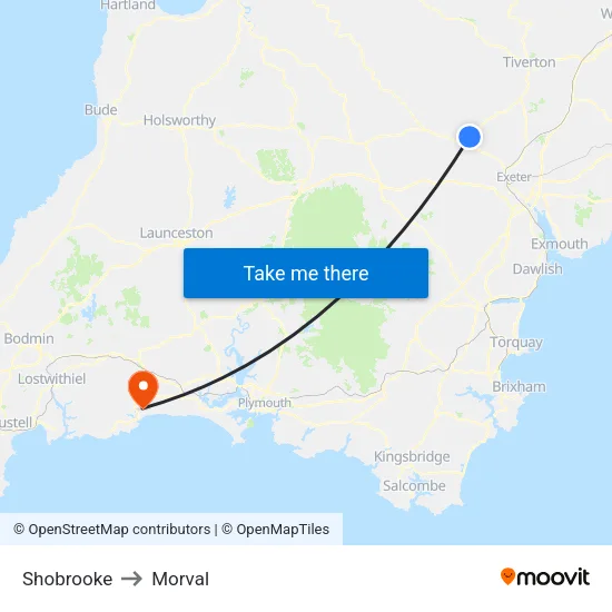 Shobrooke to Morval map