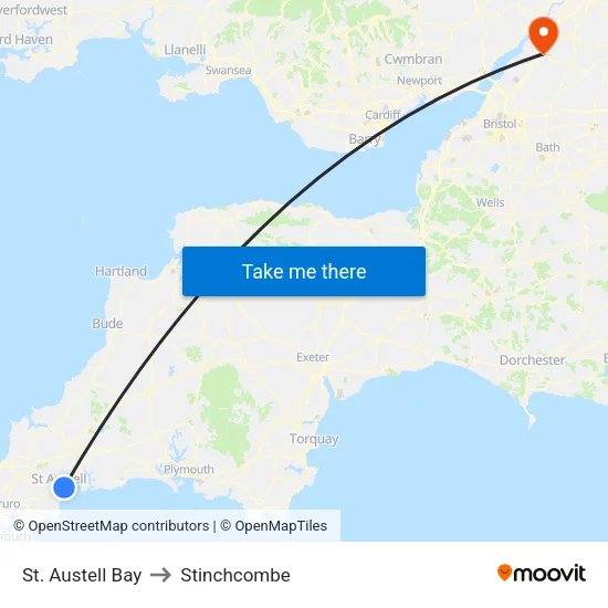 St. Austell Bay to Stinchcombe map