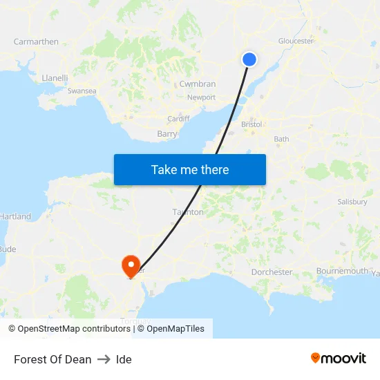 Forest Of Dean to Ide map