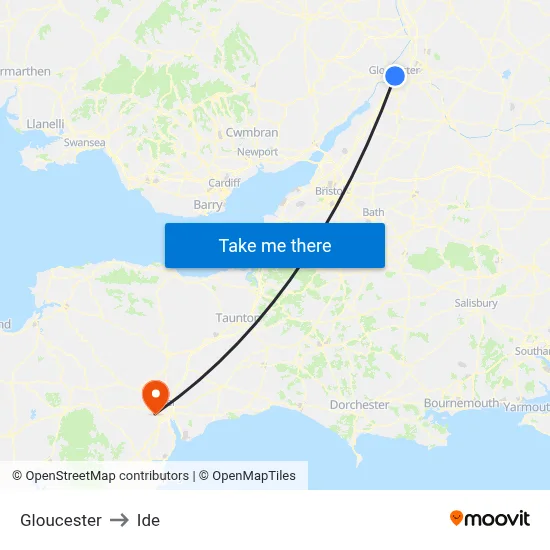 Gloucester to Ide map