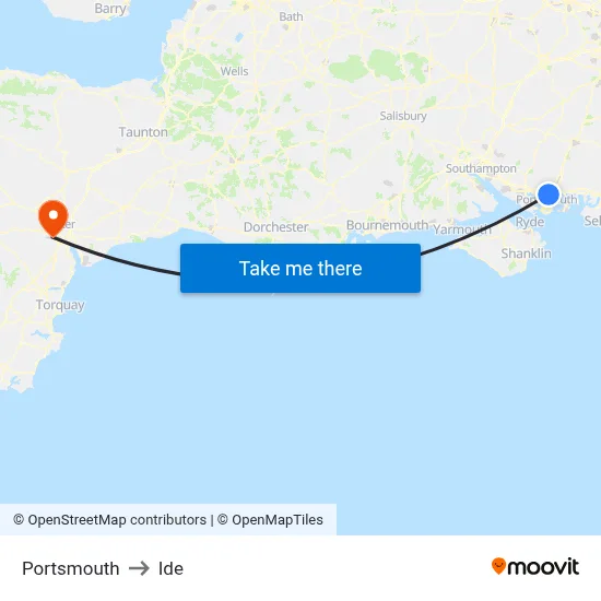 Portsmouth to Ide map