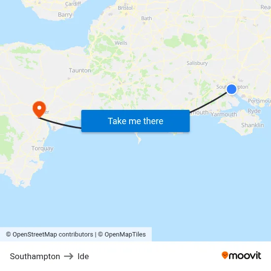 Southampton to Ide map