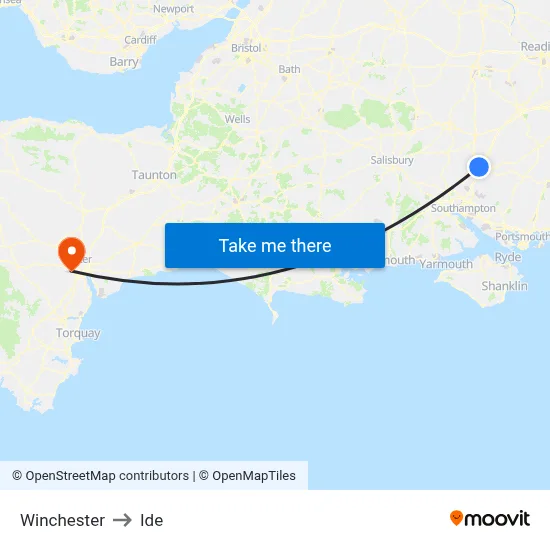 Winchester to Ide map