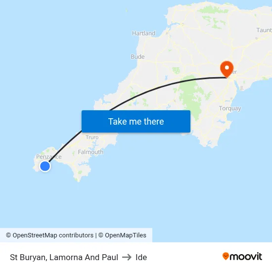 St Buryan, Lamorna And Paul to Ide map