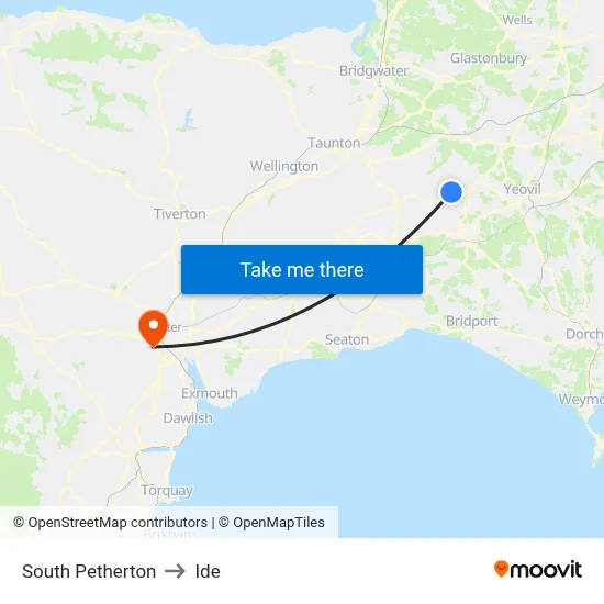 South Petherton to Ide map