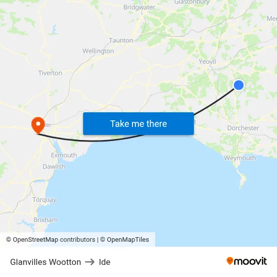 Glanvilles Wootton to Ide map