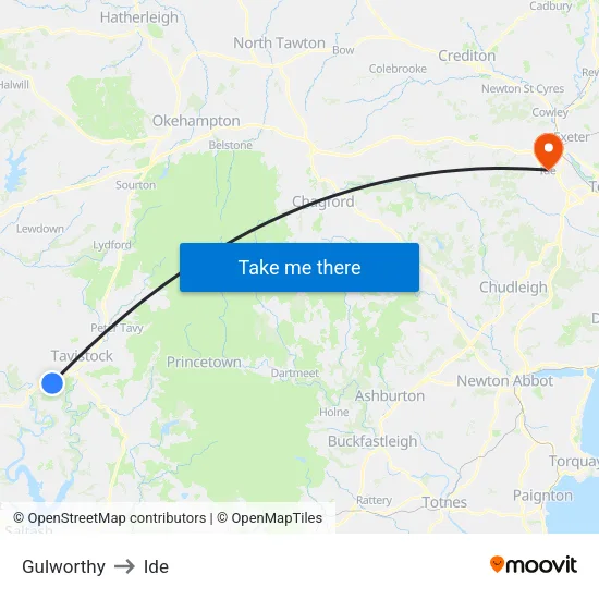 Gulworthy to Ide map
