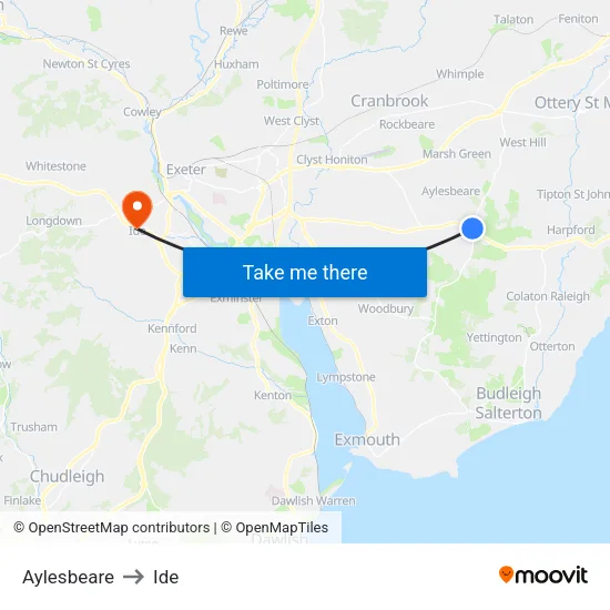 Aylesbeare to Ide map