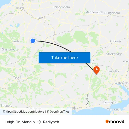 Leigh-On-Mendip to Redlynch map