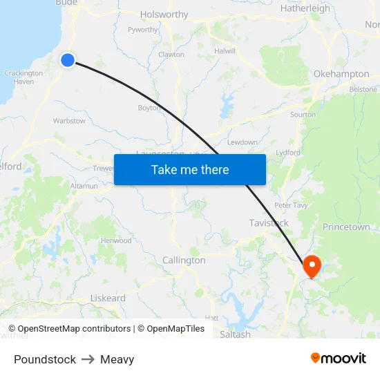 Poundstock to Meavy map