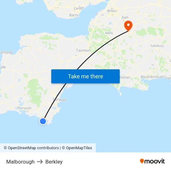 Malborough to Berkley map
