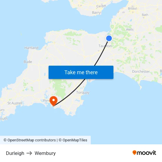 Durleigh to Wembury map