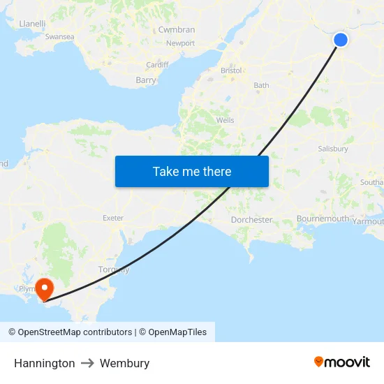 Hannington to Wembury map