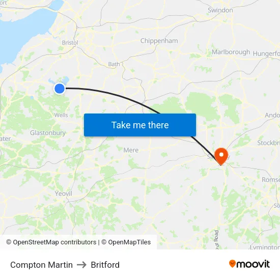 Compton Martin to Britford map