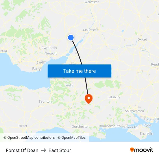 Forest Of Dean to East Stour map