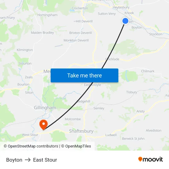 Boyton to East Stour map