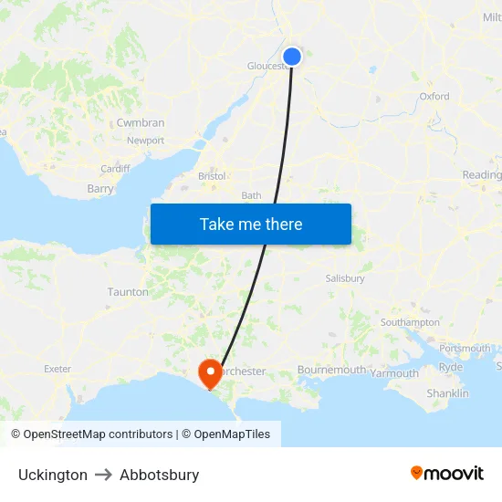 Uckington to Abbotsbury map