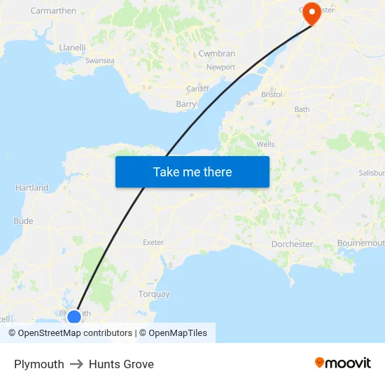 Plymouth to Hunts Grove map