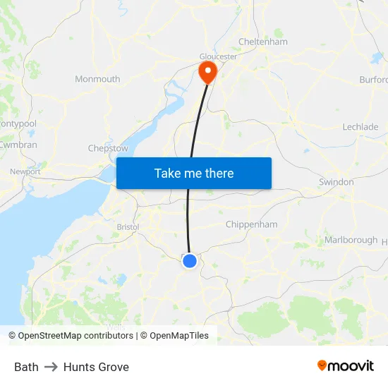 Bath to Hunts Grove map