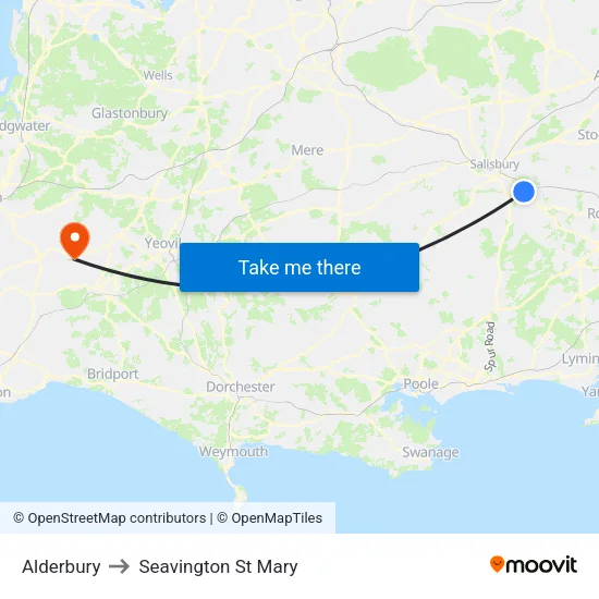 Alderbury to Seavington St Mary map