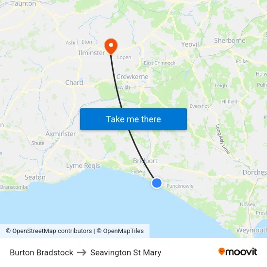 Burton Bradstock to Seavington St Mary map