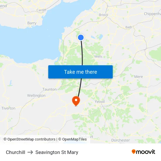 Churchill to Seavington St Mary map