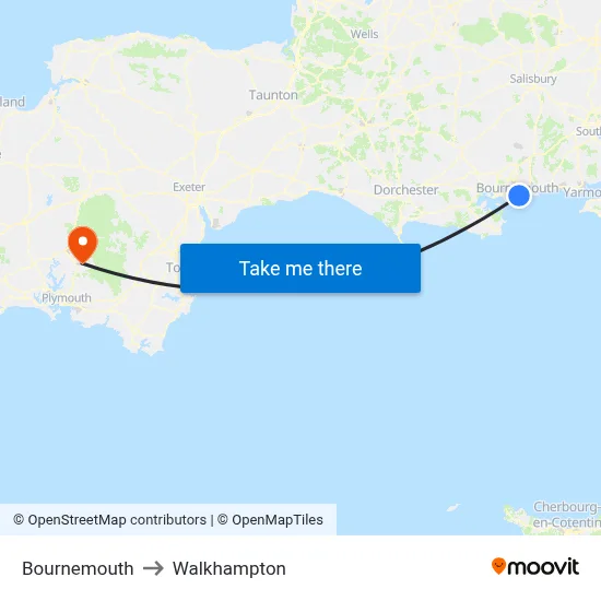 Bournemouth to Walkhampton map