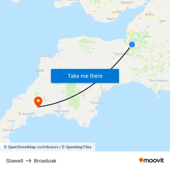 Stawell to Broadoak map